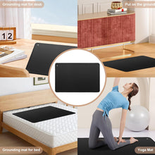 Grounding mat used on a bed, desk, floor and as a yoga mat