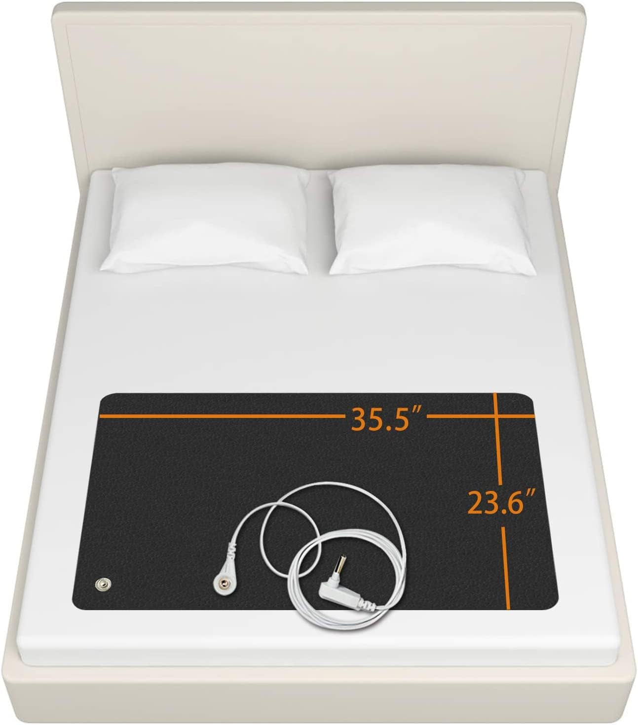 Earthlull grounding mat for bed with 15 ft earthing cord, 35.5 x 23.6 in
